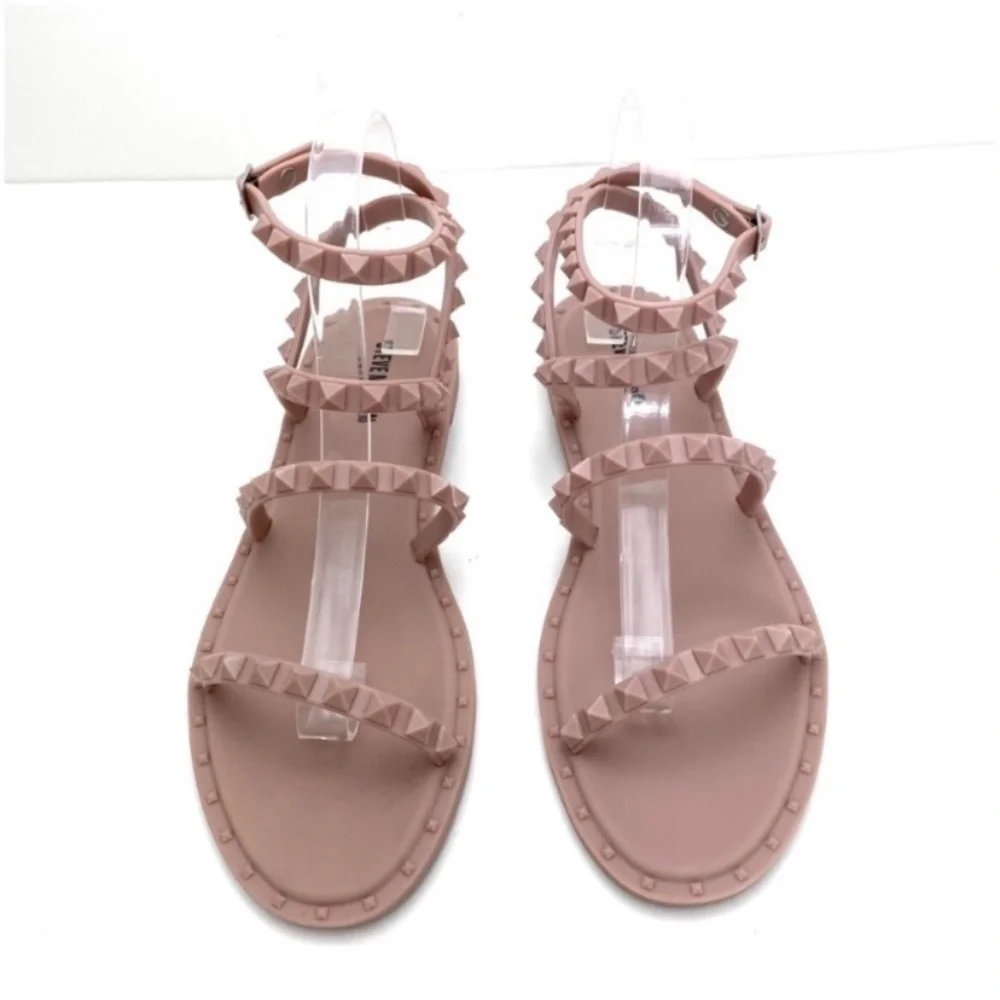 STEVE Madden Transport Blush Travel Jelly Flat Sandals in Nude Beige Size 9 - Picture 6 of 11